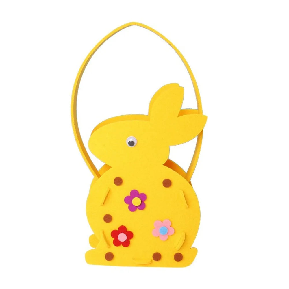 Easter Tote Bag Felt Easter Egg Basket Large Capacity Colorful Eggs Rabbit Candy Bags Cartoon Cookie Gift Bag Party Decoration