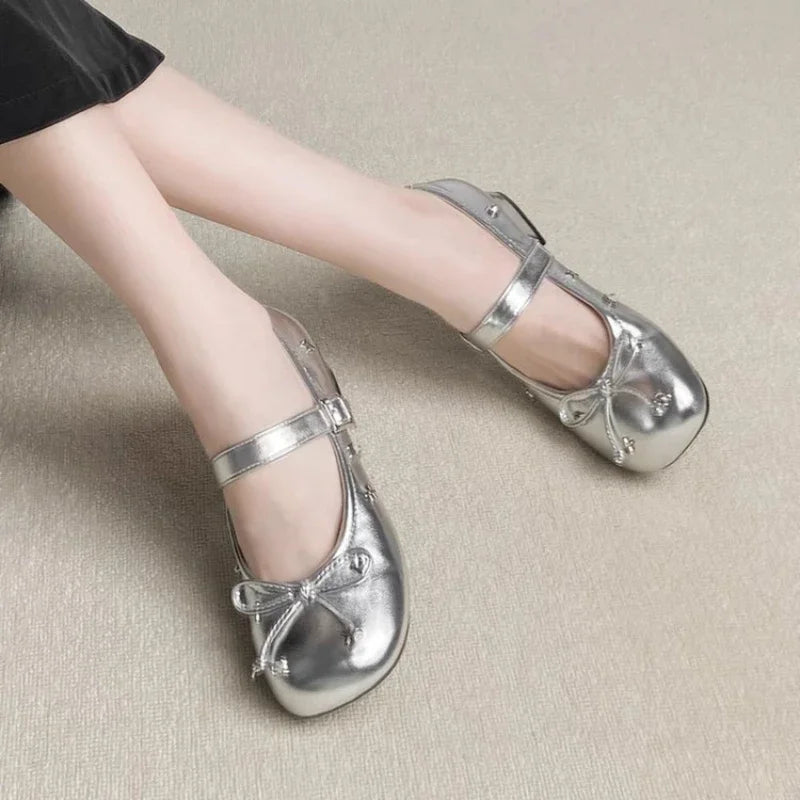 Woman Leather Shoes 2025 Spring Autumn New Fashion Korean Style Soft Bottom Anti-slippery Versatile Elegant Low-heel Party Shoes
