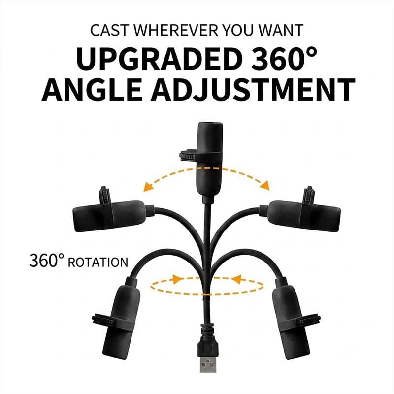 Adaptador de proyección ajustable negro de 360 grados para USB con cuatro brazos flexibles y extremos de sujeción para Proyector de Galaxias USB con discos de proyección reemplazables.