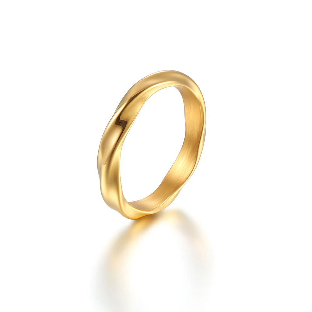 Stainless Steel Color Silver And Gold Rings Round Fashion Rope Twisted Trend Circle Unisex Minimalist Jewelry Gift For Man