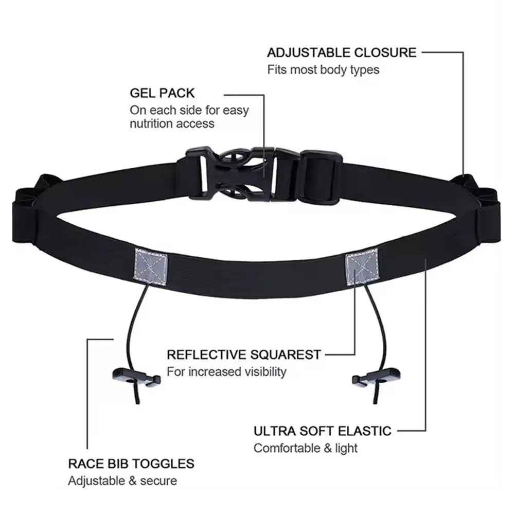 Running Bib Holder Race Belt Runner Bib Strap Race Number Belt for Triathlon Marathon Runing Cycling Adjustable Waist Belt