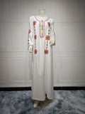 Muslim Fashion Abaya for Women Colorful Embroidery Floral Dress Loose Ethnic Style Arab Robe Ramadan Gown Dubai Kaftan Vestidos