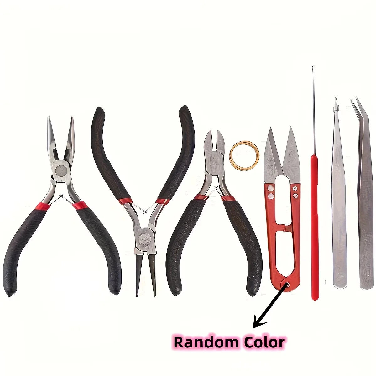 1set DIY Jewelry Making Tool Set 8pcs Handmade Pliers, Scissor, Tweezers, Jump Ring Opener, Suitable For Jewelry Handmade
