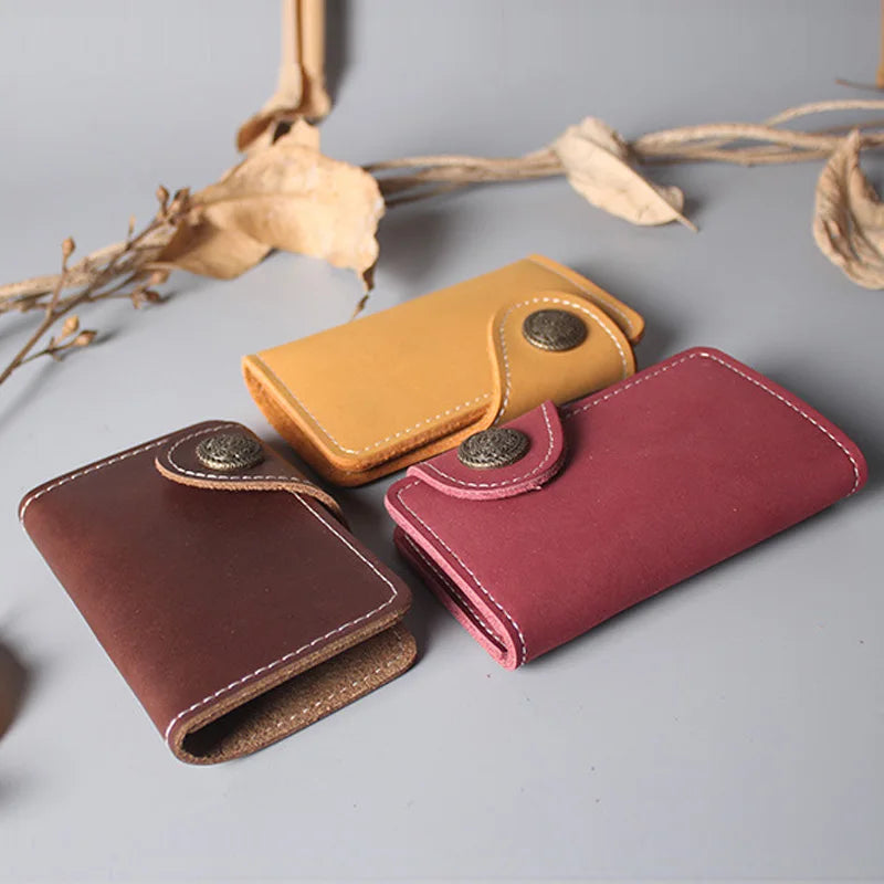 Leather Waist Key Pouch - Multi-Functional Organizer with Card Holder & Snap Button, Hands-Free Wallet for Men & Women