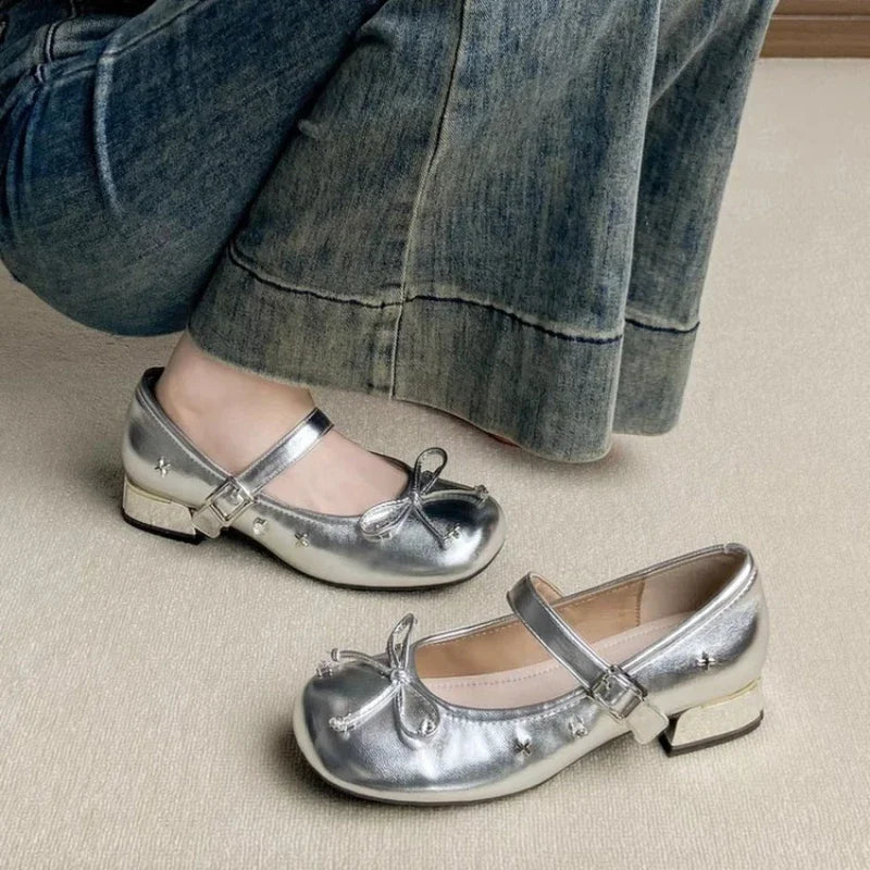 Woman Leather Shoes 2025 Spring Autumn New Fashion Korean Style Soft Bottom Anti-slippery Versatile Elegant Low-heel Party Shoes