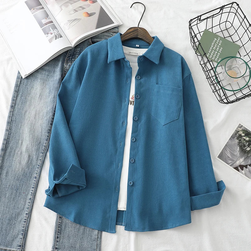 Women Blouses Solid Shirts Tunic Womens Tops And Blouses 2026 Womenswear Long Sleeve Clothing Button Up Down Loose White New
