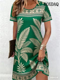 Ethnic Style Pattern 3D Printing Dresses For Women 2026 Fashion Summer Short Sleeve Loose A-Line Dress Casual Women's Clothing