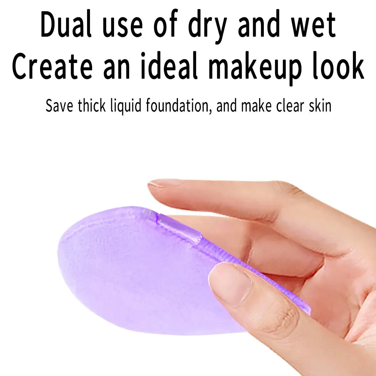Éponge de maquillage en silicone pourpre dotée d’un manche allongé et flexible incluse dans un ensemble de pinceaux et d’éponges de maquillage de 33 pièces, avec des poils en nylon durables comme matière des pinceaux, pour l’application de fond de teint à la fois sèche et humide.