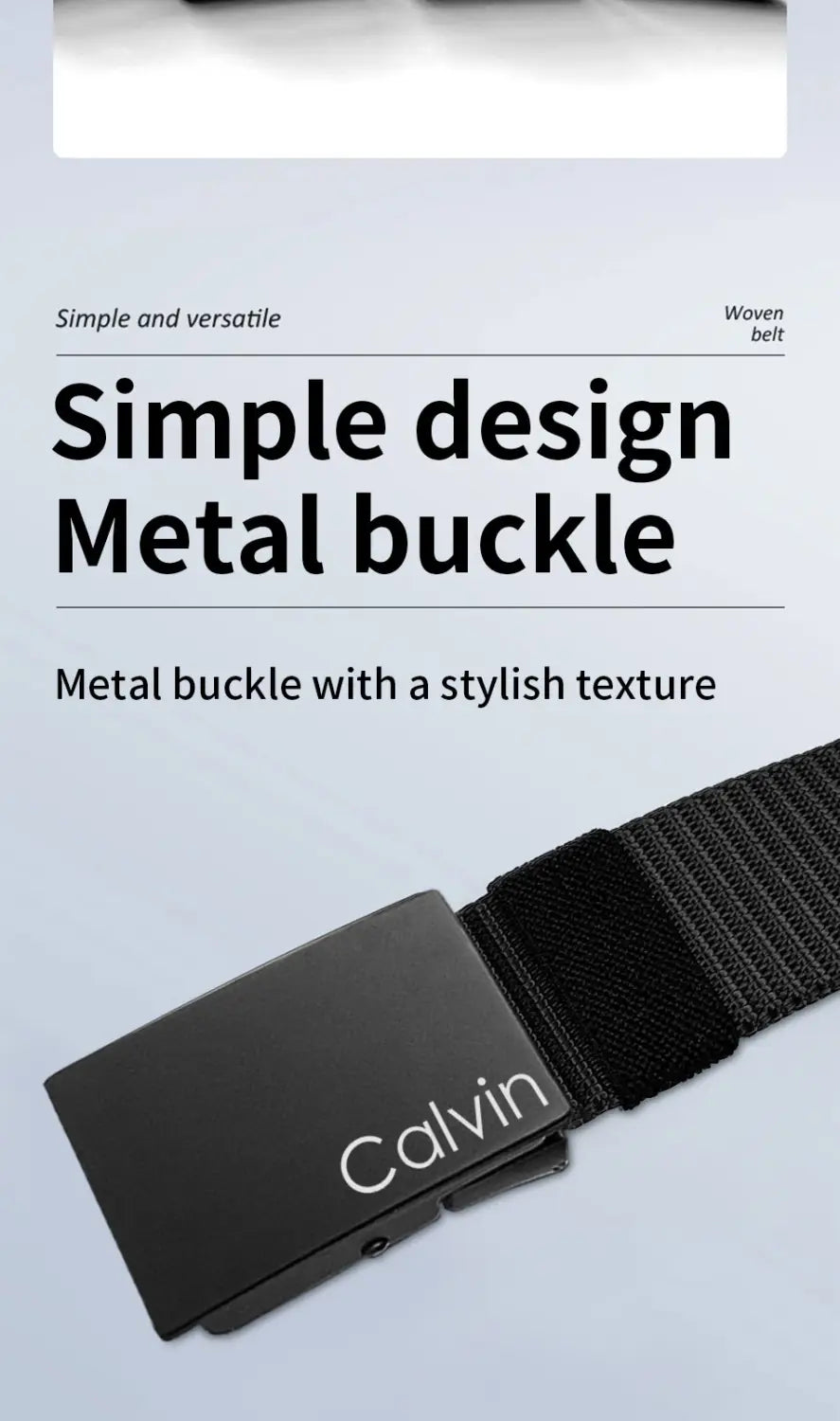 Black calvin klein men canvas belt with automatic metal buckle featuring a sleek textured finish and woven strap for casual use.