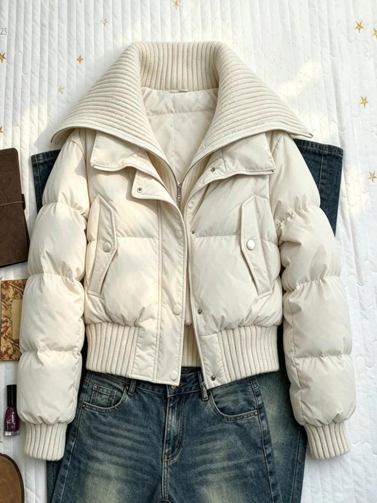 Women Thick Winter Parka Faux Fur Hood Wind Resistant Padded Coat Long Sleeve Casual Street Daily Warm Outer Jacket Fashion New
