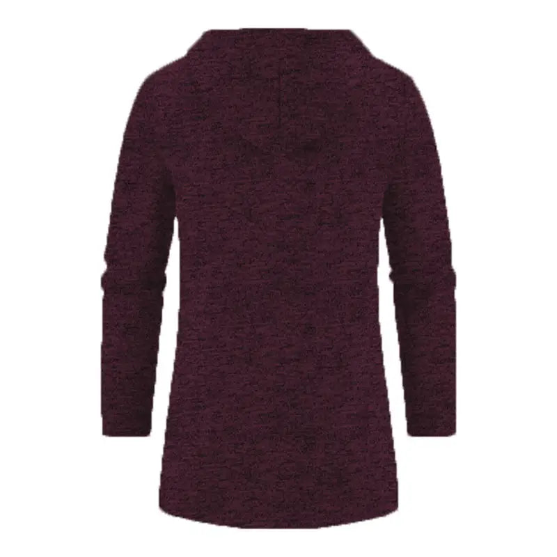 Sudadera con cremallera extragrande para hombre en burdeos jaspeado (heathered knit), con mangas largas y cuello redondeado.