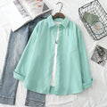 Women Blouses Solid Shirts Tunic Womens Tops And Blouses 2026 Womenswear Long Sleeve Clothing Button Up Down Loose White New