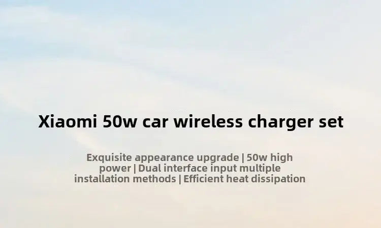 Cargador inalámbrico para coche Xiaomi de 50 W con montaje rápido y carga inalámbrica en el coche, con diseño elegante y entrada de doble interfaz para una carga inalámbrica eficiente en el vehículo.