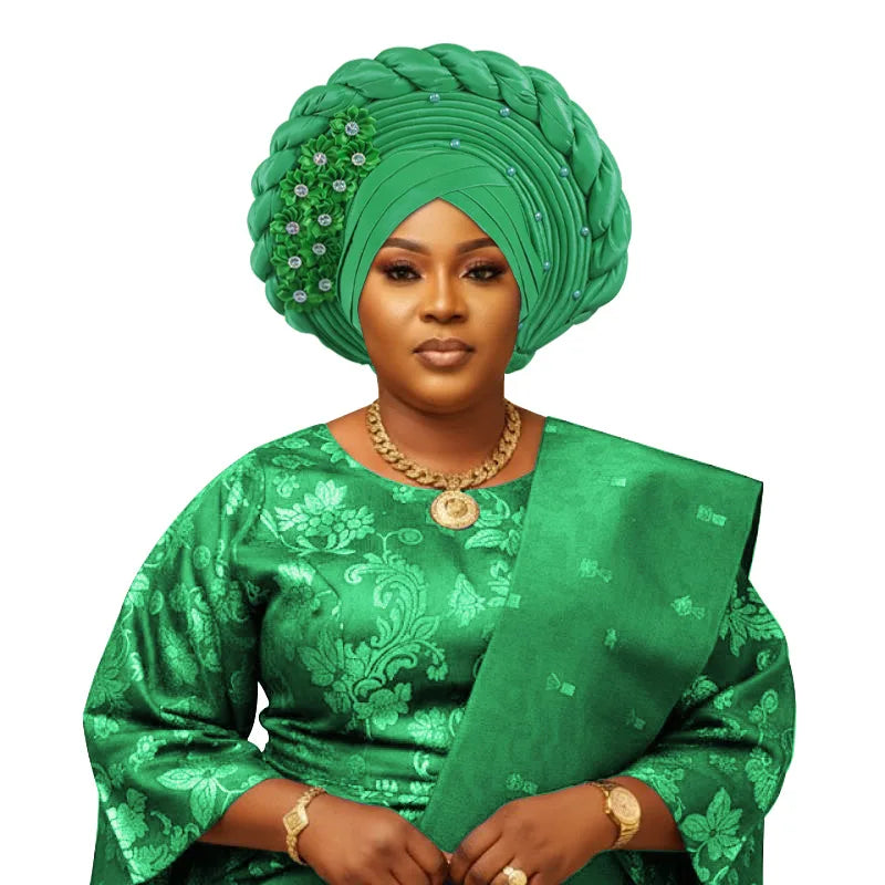 Fashion Women Elastic Ruffle African Turban Cap Lady Head Wraps Nigeria Wedding Auto Gele Headtie Party Headgear Headwear Hat