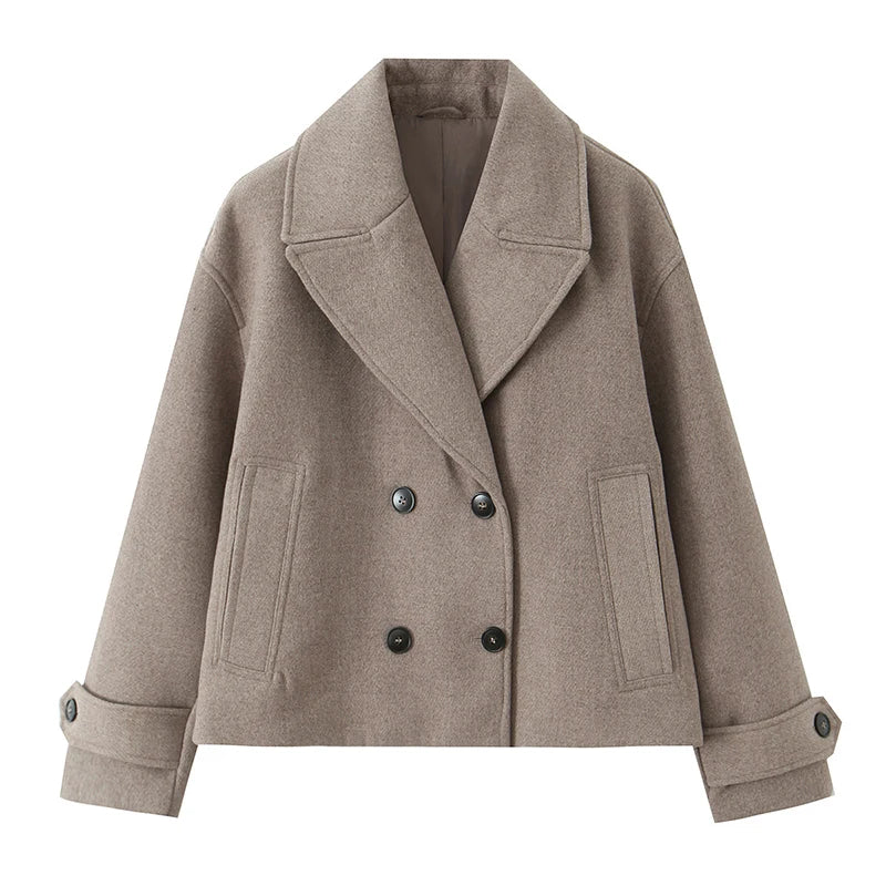 Willshela Women Fashion Solid Double Breasted Trench Jackets Vintage Lapel Neck Long Sleeves Female Chic Lady Outfits