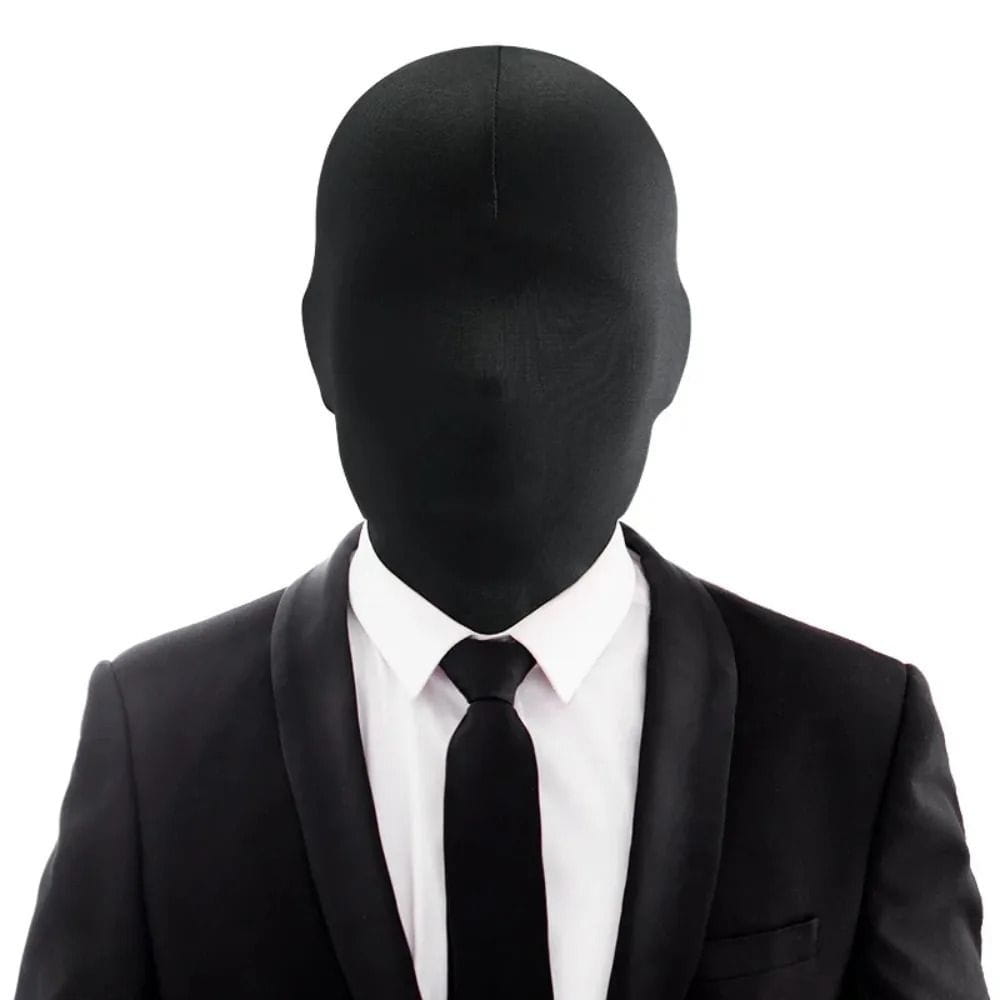 Black spandex full face mask made of stretchy form-fitting material shown from the front in a 2 pack.