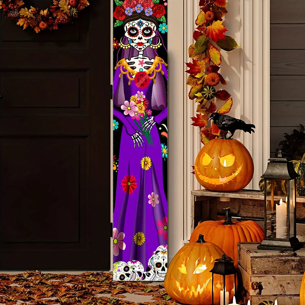Day of The Dead Decorations Dia De Los Muertos Decor Mexican Fiesta Sugar Skull Flowers Deocrations Hanging Wall Door Banner