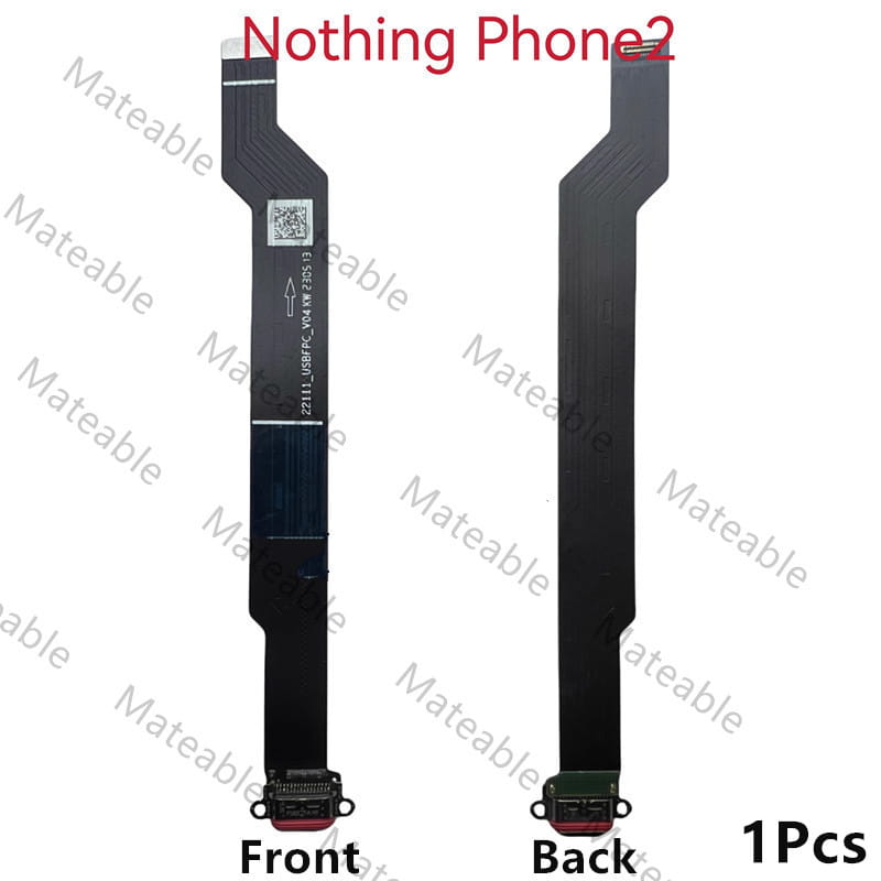 Nothing Phone 2 用の交換部品として、USB-C コネクタ付きの黒色のフレキシブル USB 充電ポート用フレックスケーブル。