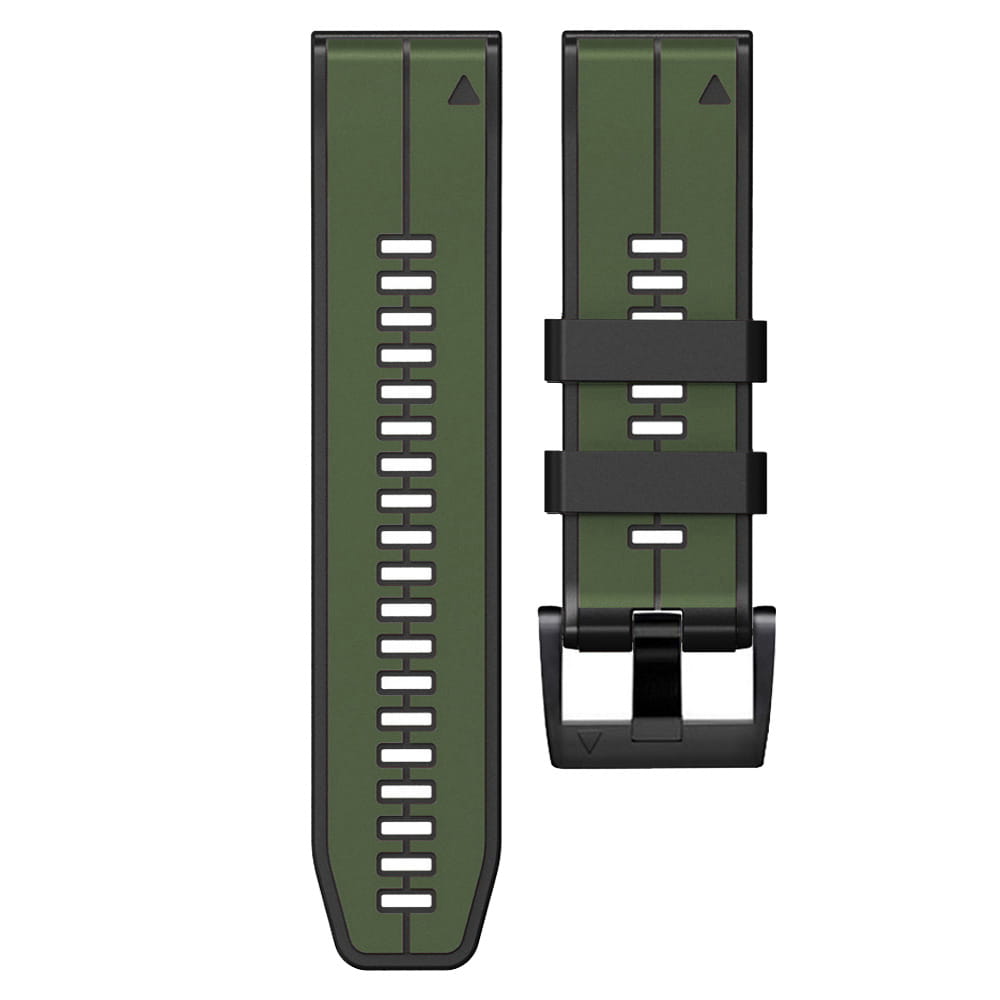 Olivgrünes und schwarzes Silikonarmband für Garmin Fenix mit strapazierfähigem, strukturiertem Design