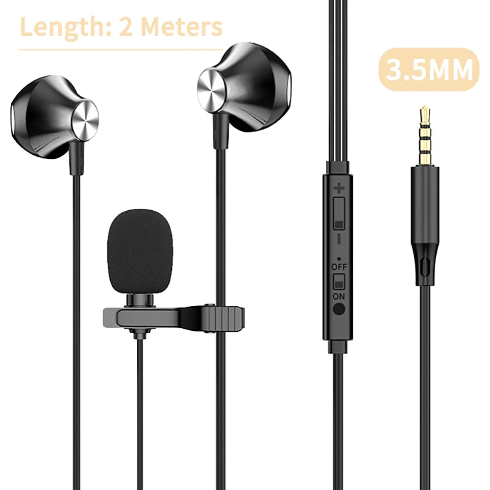2Meters Live Streaming Karaoke Wired Earphones 9D HiFi Heavy Bass Dual Mic Headsets 3.5mm AUX/Type-C Digital Chip In-Ear Earbuds