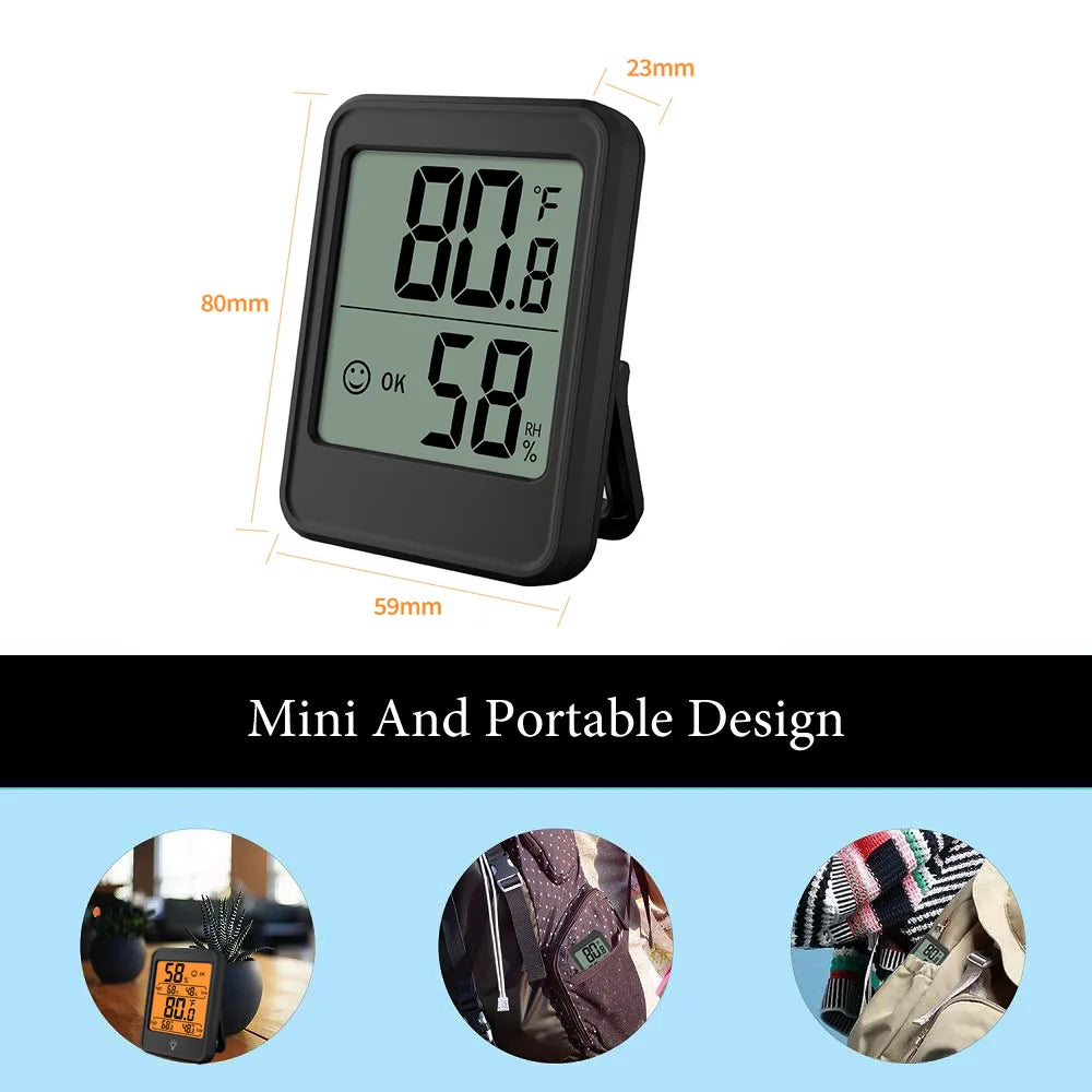 Indoor Digital Temperature Humidity Meter With Stand Magnet Portable House Office Temperature Monitor Thermometer Hygrometer