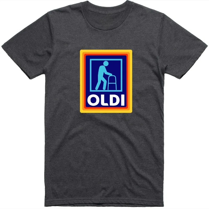 Fathers Day Gift Mens Funny T-Shirt Oldi Parody Gift Summer Men's and Women's Loose and Breathable T-shirt Top