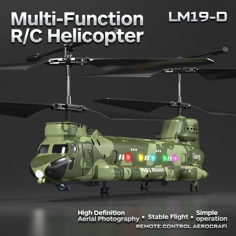 2025 LM19-D Chinook Helicopter 2.4g Remote Control Aircraft Hd Aerial Photography Of Children'S Military Toy Model Xmas Gift Toy