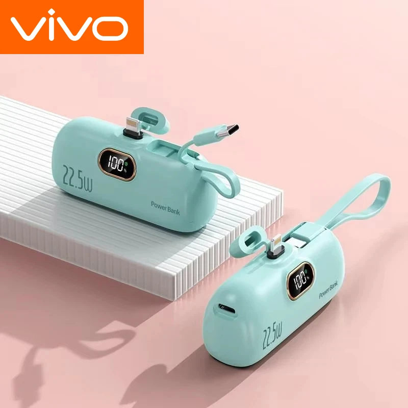 VIVO 30000mAh Mini Portable Power Bank Capsule Mobile Power Supply Emergency External Battery Fast Charger For Type-c iPhone