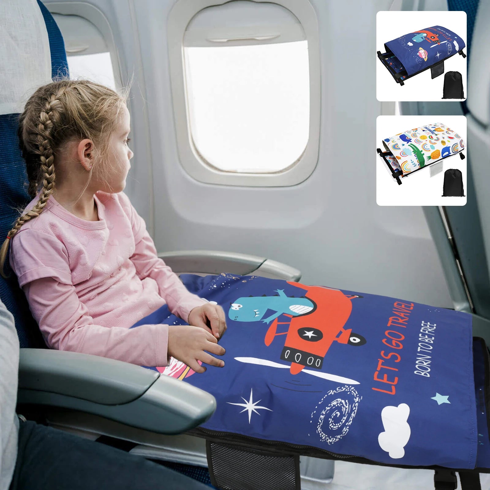 Toddler Travel Airplane Bed Portable Pedals Bed Foot Rest Hammock with Storage Bag Baby Airplane Seat Extender For Leg Rest