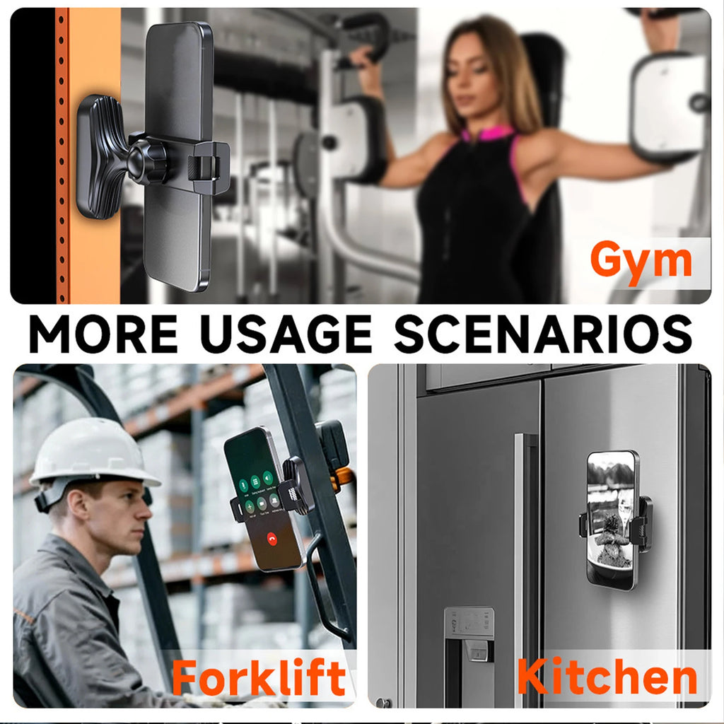 Magnetic Fitness Phone Holder 360 Degree Adjustable Gym Phone Holder Fit 4.7-7 Inch Smartphone Gym Accessories for Men and Women