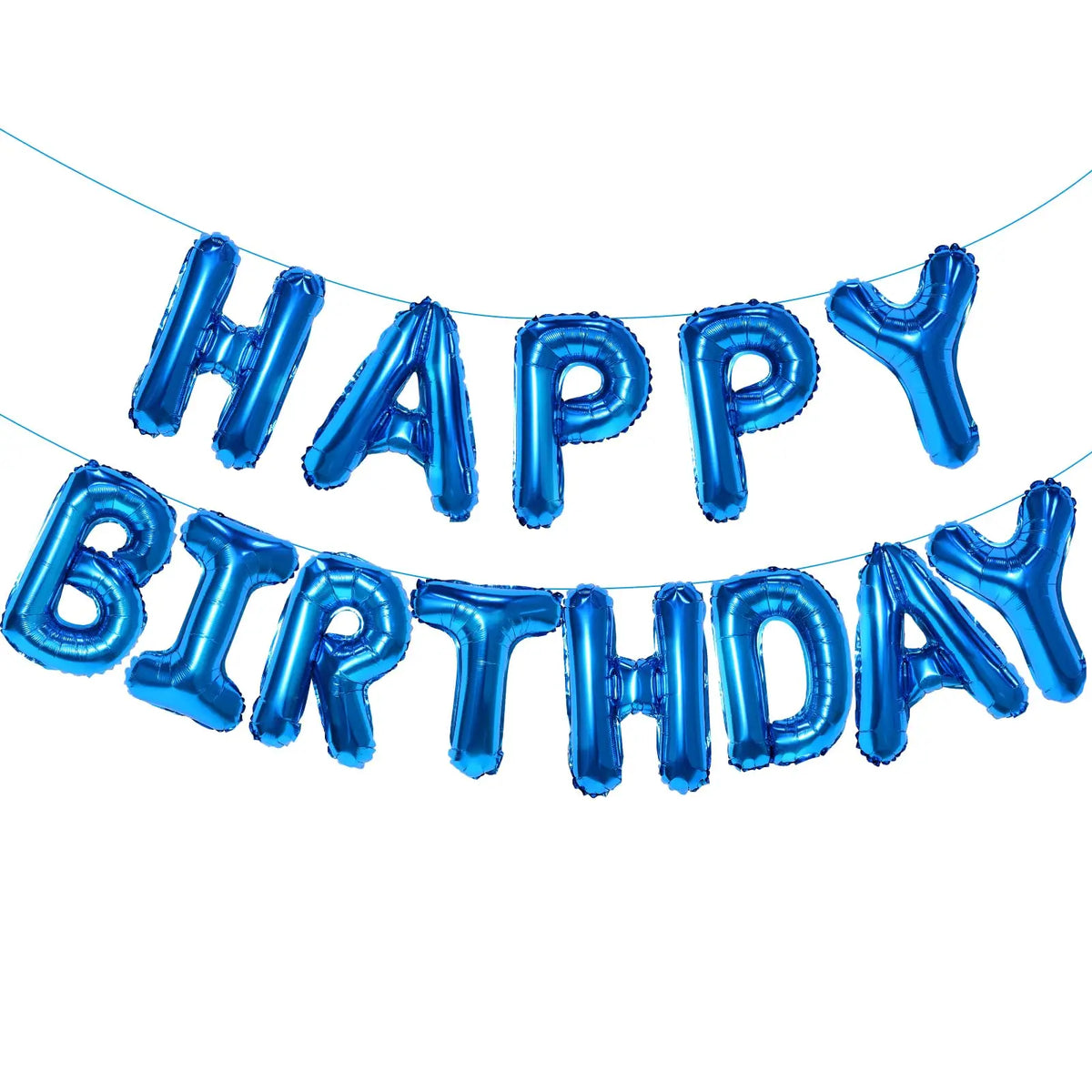 Gold Blue Happy Birthday Balloon 16Inch Foil Letters Birthday Sign Banner Bunting for Girls Boys Kids Adults Birthday Decoration
