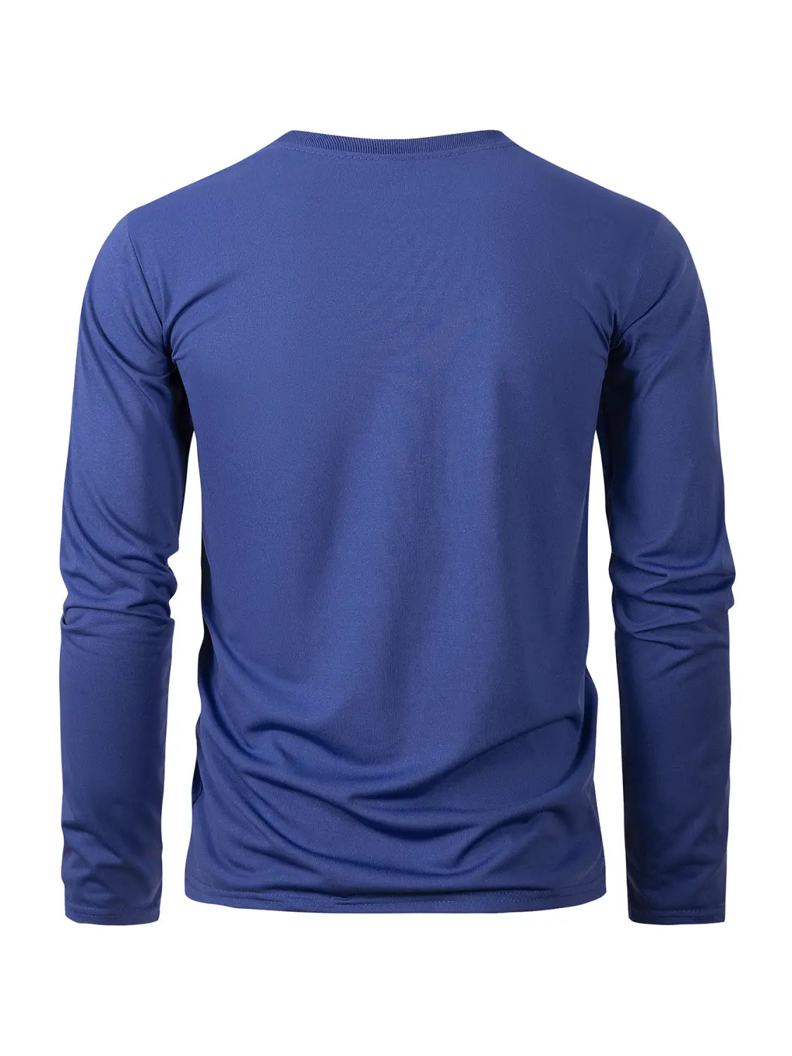 T-shirt à manches longues col rond à évacuation de l’humidité pour hommes, bleu, avec un design simple, idéal pour les activités sportives