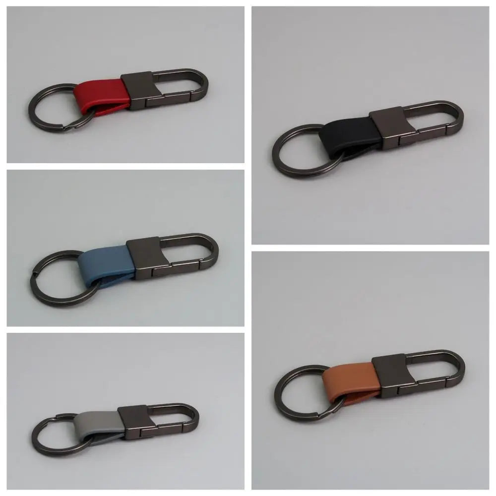 Alloy Leather Fur Keychain Anti-Lost Durable Leather Waist Hanging Key Chain Multifunctional Carabiner Holder