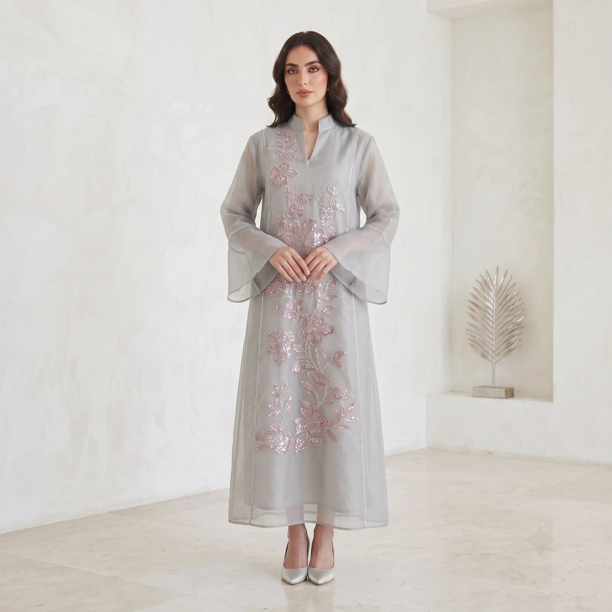Aiyu Nuex Abaya Woman Traditional Chinese Style Peony Women's Traditional Dresses and Abayas Embroidery Long Loose Kaftan