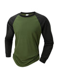 T Shirt for Men O-neck Casual Long Sleeve T-shirts Solid Color Men's Clothing Full Length Sleeve for Spring Summer Undershirts