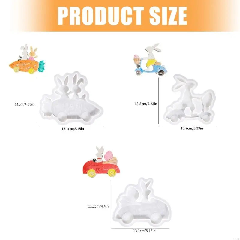 Easter Rabbit Ride Bike Silicone Molds For Resin Casting Making Soap Gypsum Figurine Festival Decoration KXRE
