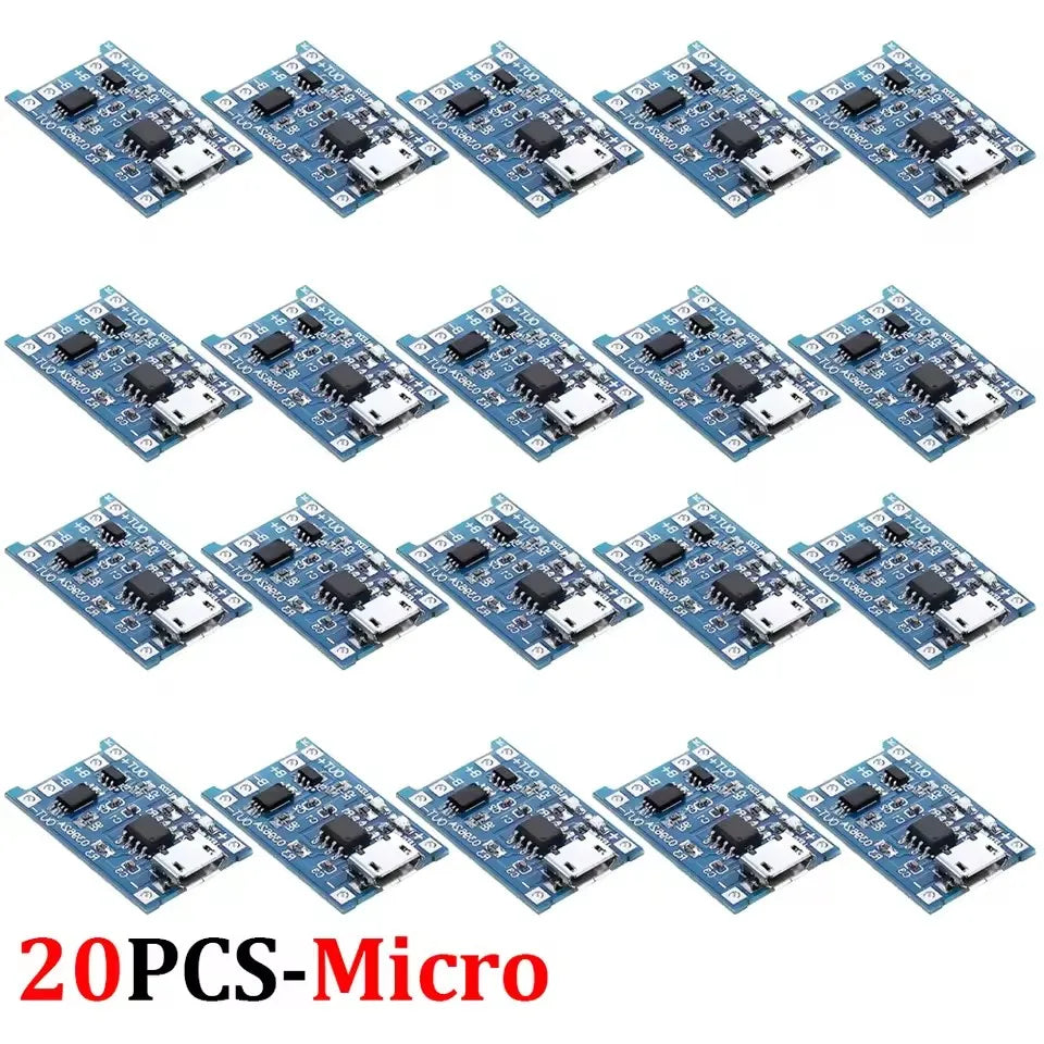 Micro USB/Type C 5V 1A Charger Board with Dual Protection Functions 18650 Charging Module Lithium Battery Module Battery Holder