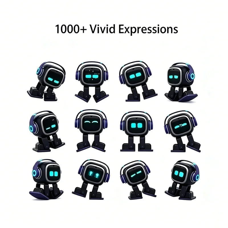 Smart Interactive Desktop Robot Toy with LED Dynamic Expressions, Touch Control, Dance Music & Charging Dock, USB Rechargeable