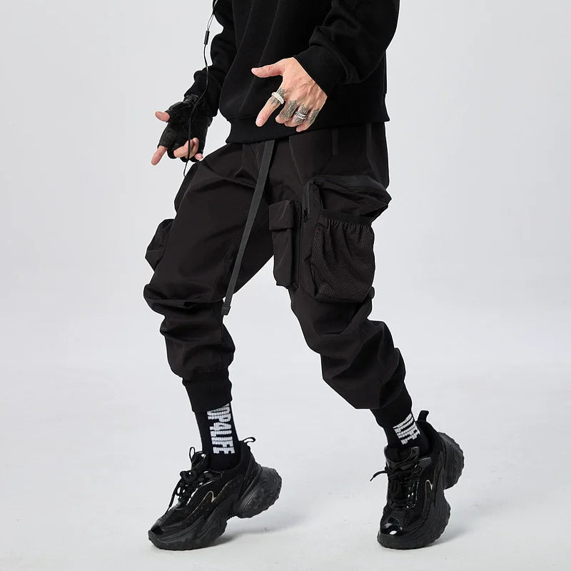 Men's Tactical Cargo Pants 2025 New Streetwear Joggers with Multi-Pockets Black Utility Work Pants Elastic Waist Casual Trousers