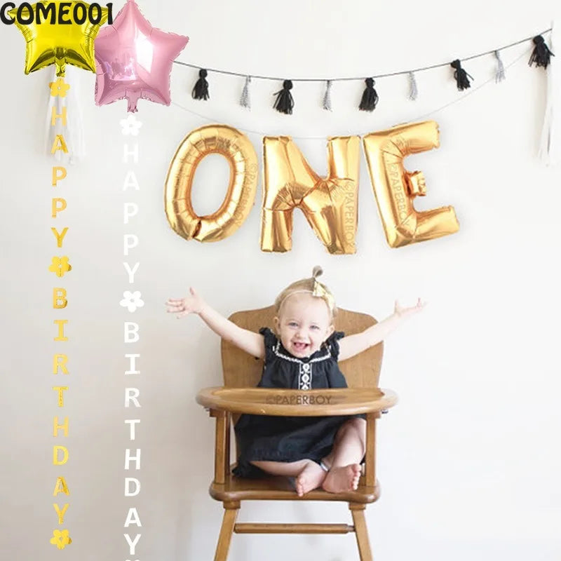 Happy Birthday Banner Bunting Garland Baby's First Birthday Adult Birthday Party Decorations Baby Shower Photo Props Supply
