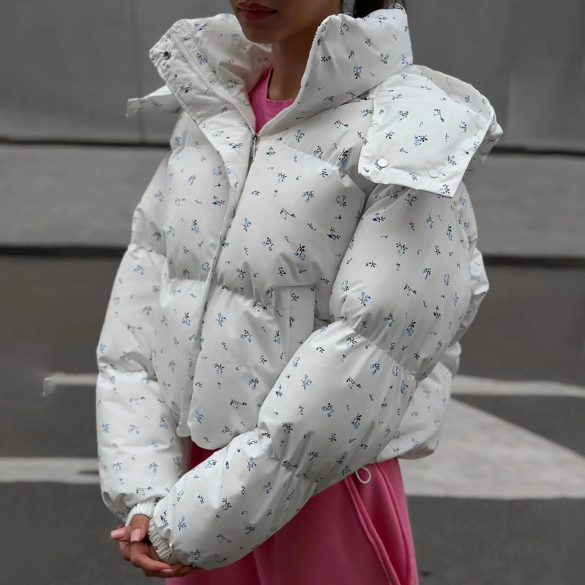 2025 Women Clothes Jacket Autumn Winter Jacket Floral Drawstring Hooded Cotton Jacket Women's Winter Fashion Winter Women's Coat