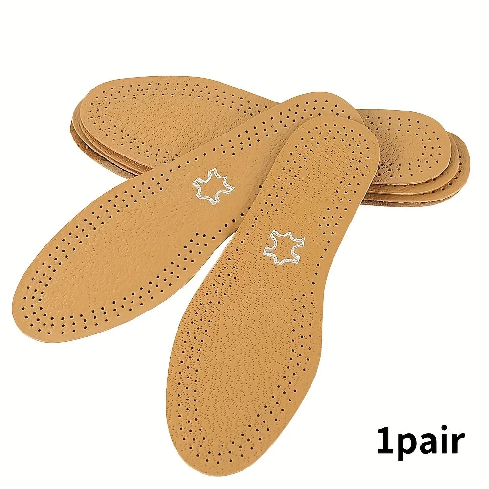 Upgrade Leather Comfortable and Durable Good foot feeling Insoles Soft Shock absorbing for Men and Women,Casual Footwear