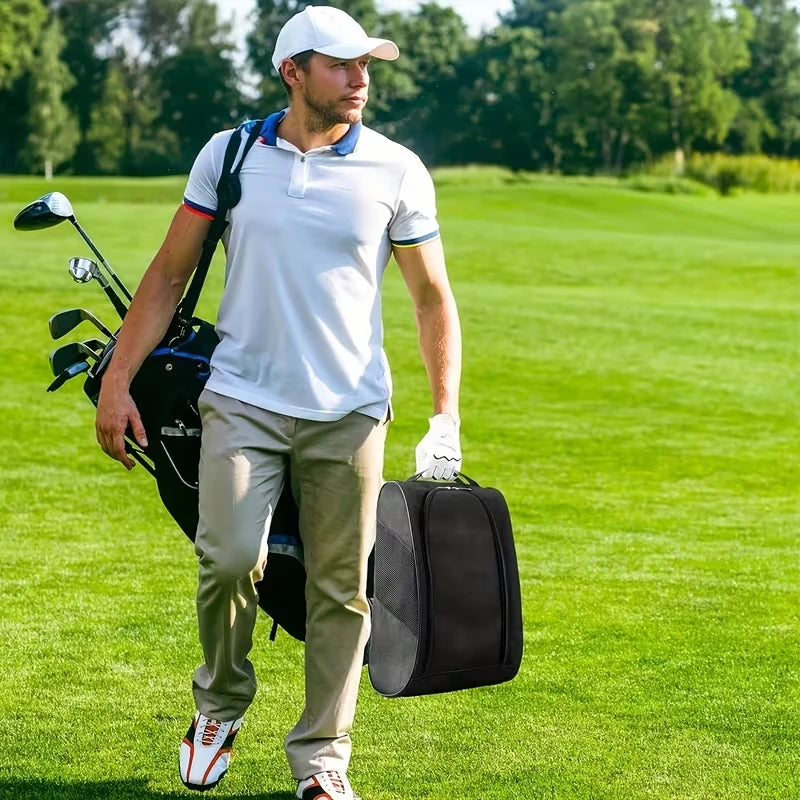 Golf Shoe Bag – Portable Sports Shoe Bag for Men & Women; Breathable Mesh Travel Organizer for Golf or Soccer Shoes