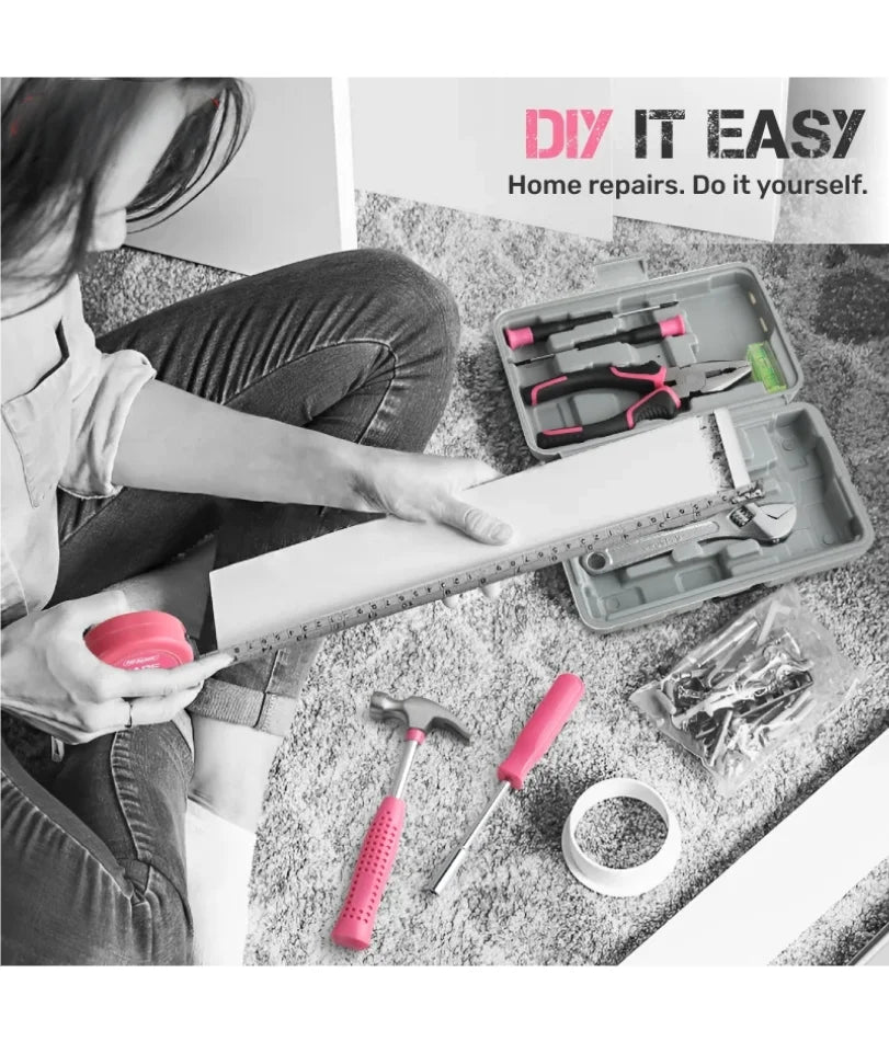 Hi-Spec Pink DIY Tool Kit with Electric Pen & CR-V Steel - Home Maintenance Hand Tools Set for Women & Car Care