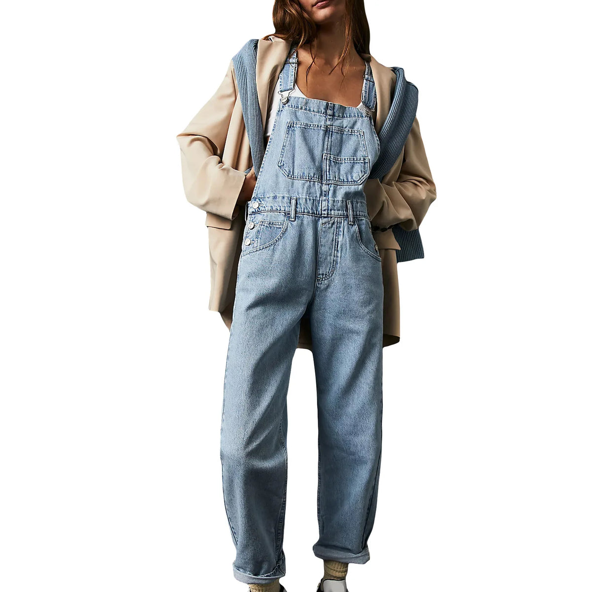 2026 Casual Wash Loose Denim Overalls Women's Denim Overalls