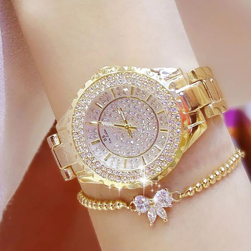 Women Gold Bracelet Dress Watches 2025 Top Brand Luxury Ladies Wrist Watches For Female Clock Fashion Elegant Full Steel