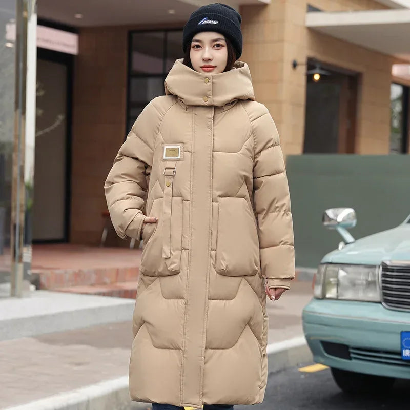 New 2025 Winter Women Jacket Long Parkas Female Down Cotton Hooded Overcoat Thick Warm Jackets Windproof Casual Loose Coat