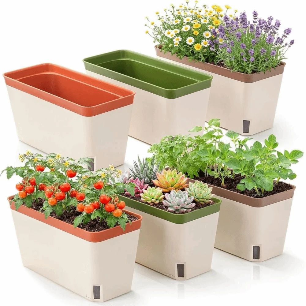 High Quality Modern Self Watering Planter Pots Decorative Visual Water Level Window Herb Planter Box Indoor Planter Vegetables