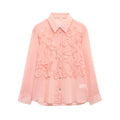 Women's Long Sleeve Button-Up Shirt Fashion Textured Blouse Chic Female Top