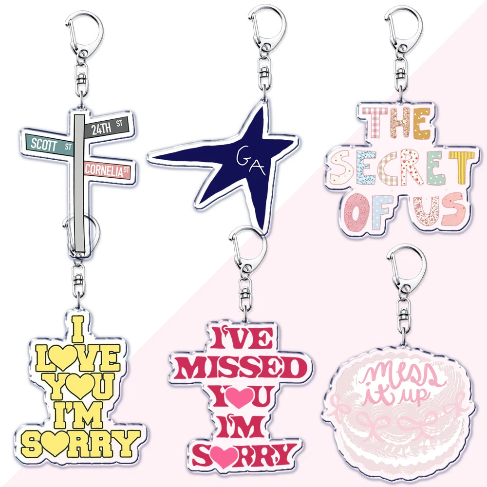 Hot Female Singer Keychains for Accessories Jewelry Good Riddance The Secret of Us This Is What It Feels Like Keyrings Fans Gift